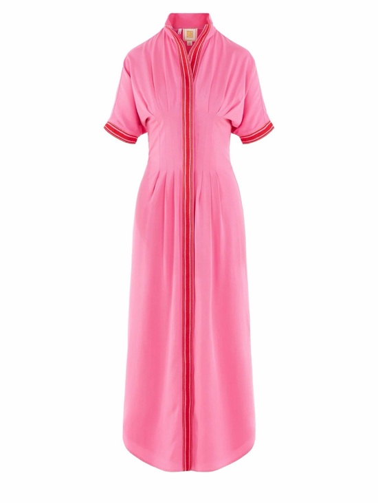Emily Mccarthy Dresses & Skirts - Pink Short-Sleeve Maxi Dress with Contrast Trim